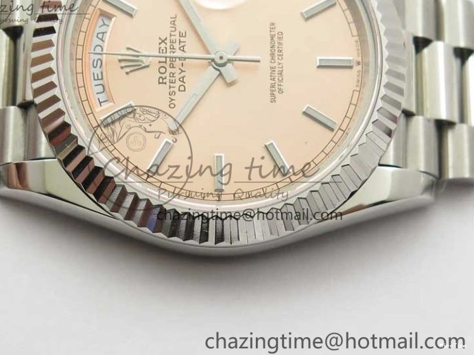 MiroTime 0111 Neat Day-Date 40mm 228239 BP New Dial Version 904 SS RG Stick Markers Dial on SS President Bracelet A 2819